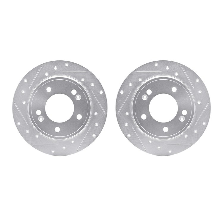 7002-21028 Drilled/Slotted Brake Rotors [Silver], Fits Select Kia/Hyundai/Genesis, Position: Rear