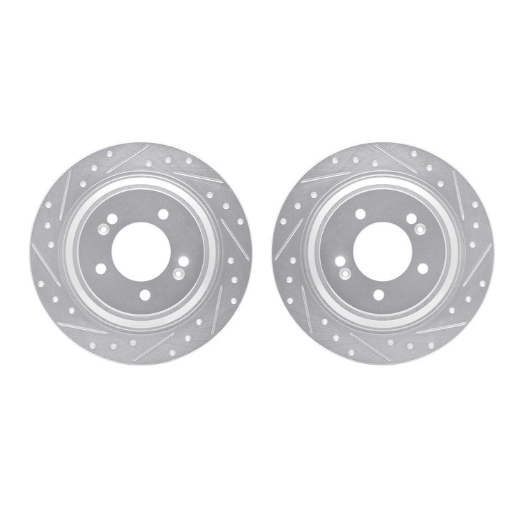 7002-21031 Drilled/Slotted Brake Rotors [Silver], Fits Select Kia/Hyundai/Genesis, Position: Rear