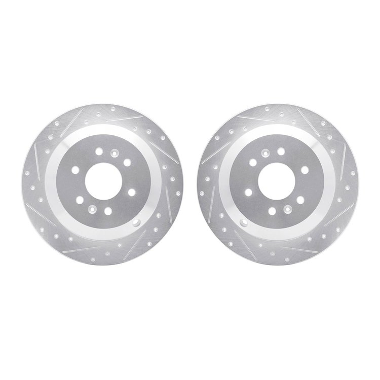 7002-21033 Drilled/Slotted Brake Rotors [Silver], 2009-2010 Kia/Hyundai/Genesis, Position: Rear