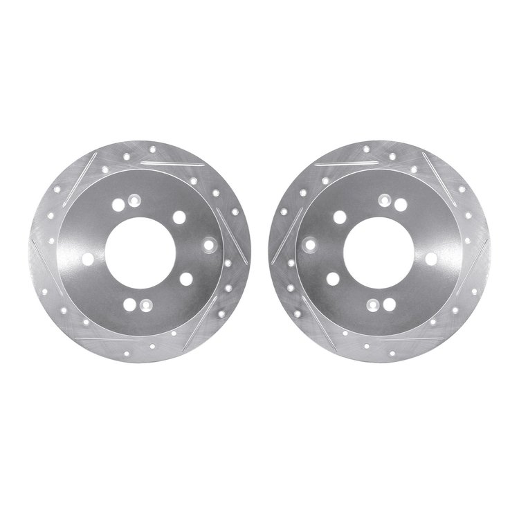 7002-21035 Drilled/Slotted Brake Rotors [Silver], 2010-2013 Kia/Hyundai/Genesis, Position: Rear