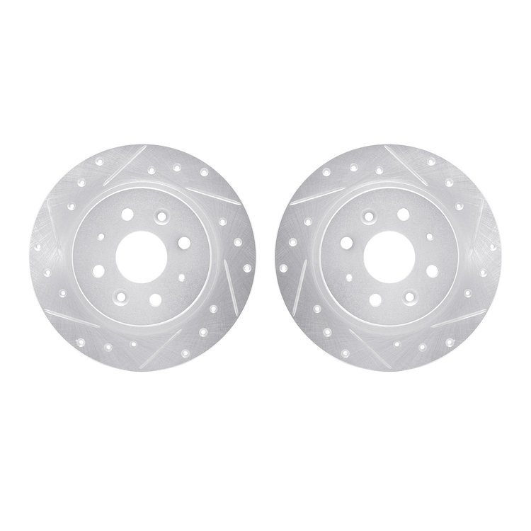 7002-21039 Drilled/Slotted Brake Rotors [Silver], 1998-2003 Kia/Hyundai/Genesis, Position: Rear