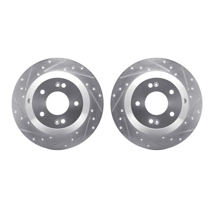 7002-21042 Drilled/Slotted Brake Rotors [Silver], 2015-2020 Kia/Hyundai/Genesis, Position: Rear