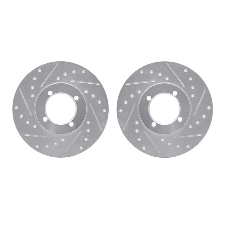 7002-22000 Drilled/Slotted Brake Rotors [Silver], 1974-1979 Multiple Makes/Models, Position: Front