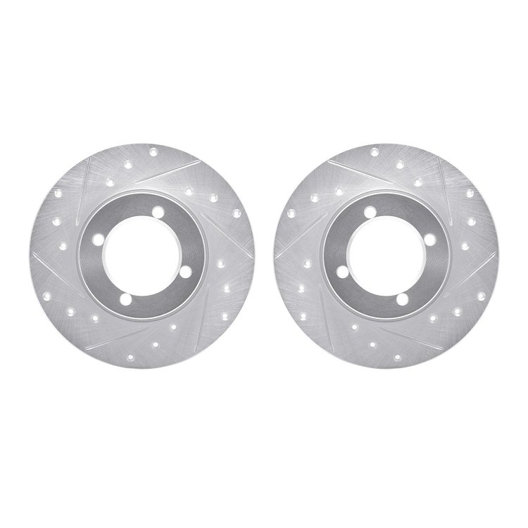 7002-22001 Drilled/Slotted Brake Rotors [Silver], 1967-1974 Opel, Position: Front