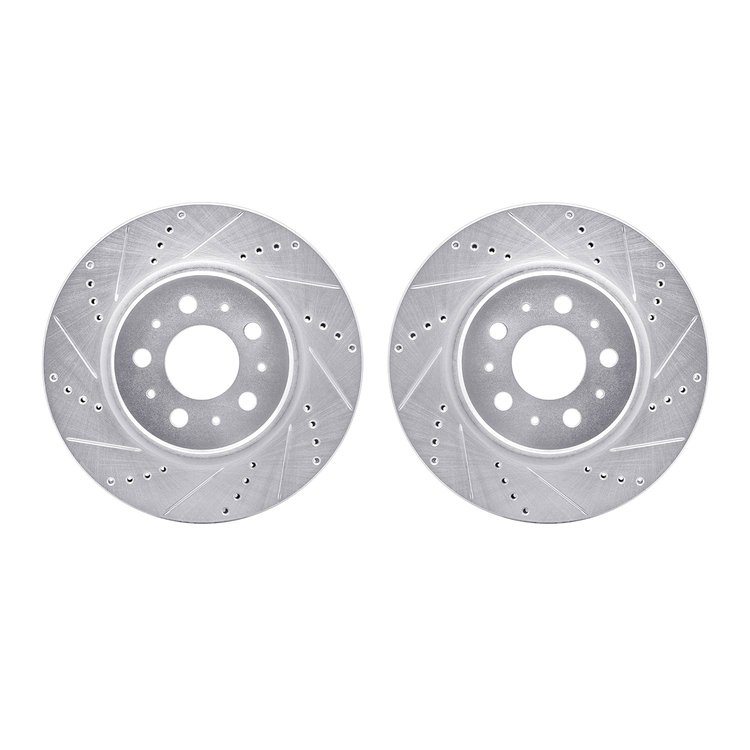 7002-26001 Drilled/Slotted Brake Rotors [Silver], Fits Select Tesla, Position: Front
