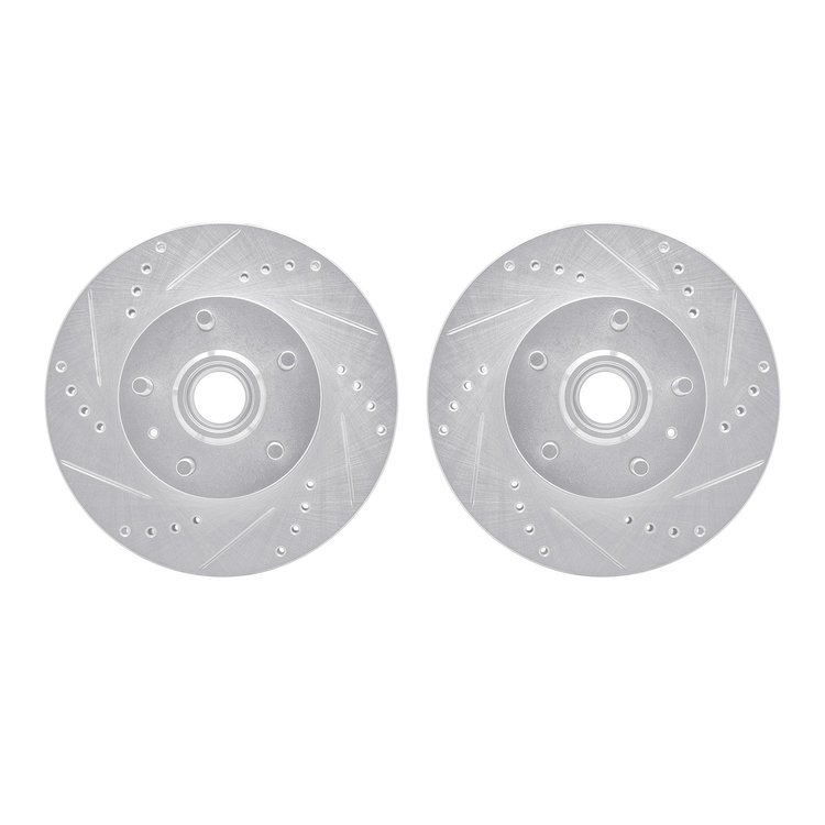 7002-27009 Drilled/Slotted Brake Rotors [Silver], 1983-1987 Volvo, Position: Front