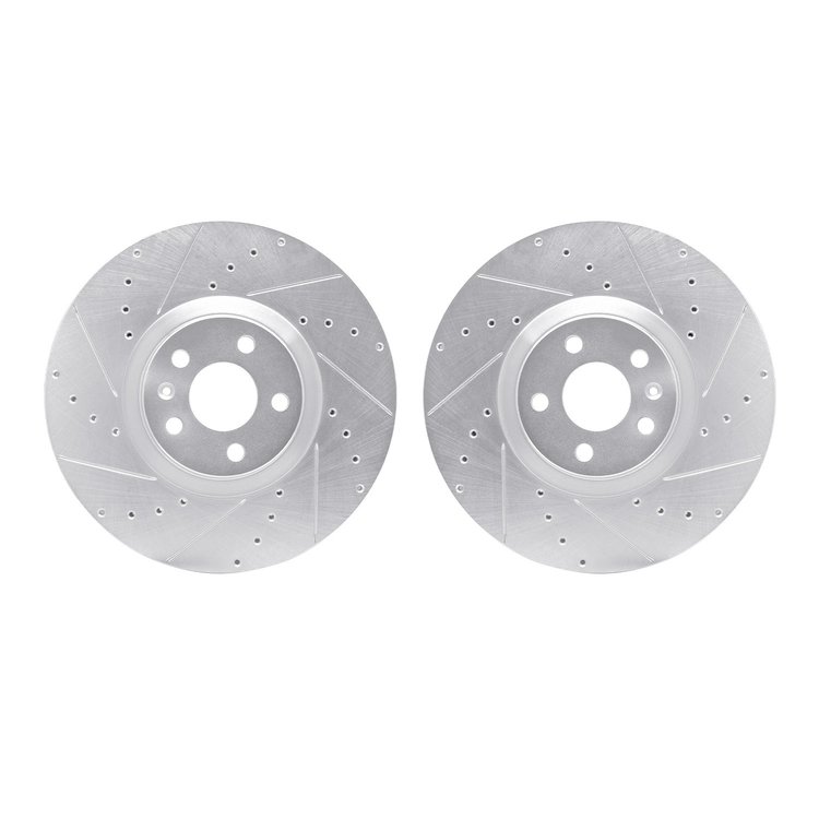 7002-27025 Drilled/Slotted Brake Rotors [Silver], Fits Select Multiple Makes/Models, Position: Front
