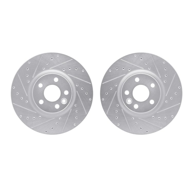7002-27027 Drilled/Slotted Brake Rotors [Silver], 2016-2017 Volvo, Position: Front
