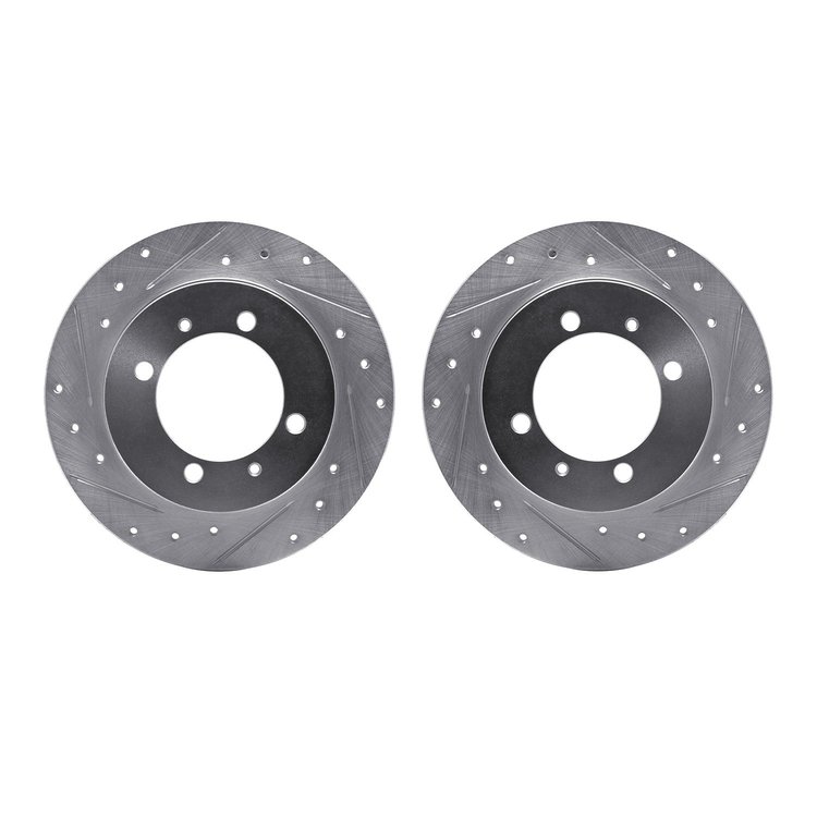 7002-27031 Drilled/Slotted Brake Rotors [Silver], 2000-2004 Multiple Makes/Models, Position: Rear