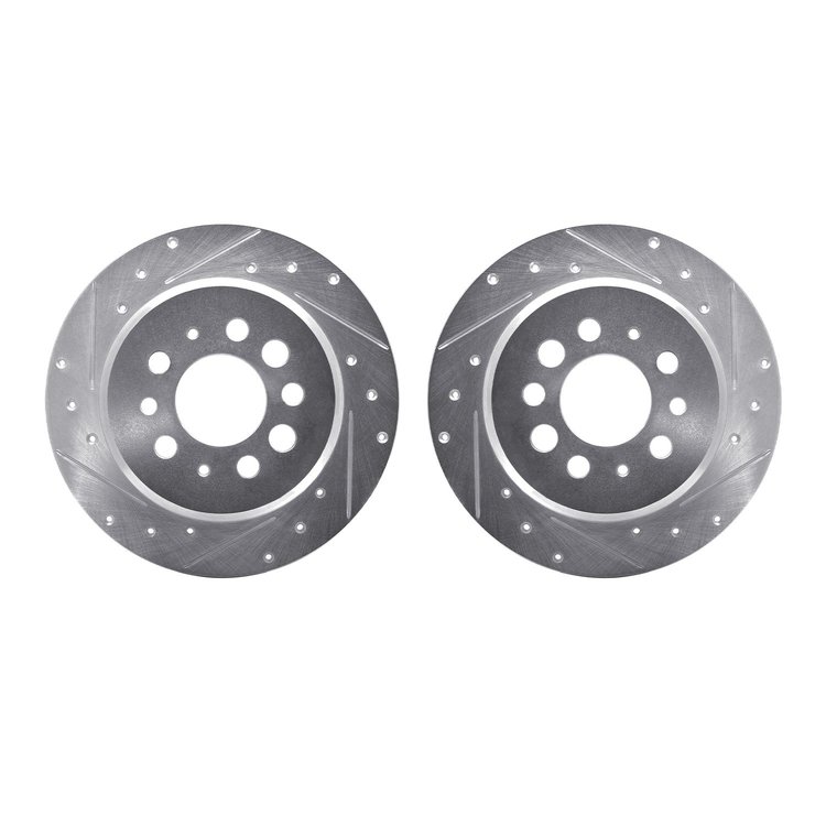 7002-27032 Drilled/Slotted Brake Rotors [Silver], 1967-1974 Volvo, Position: Rear