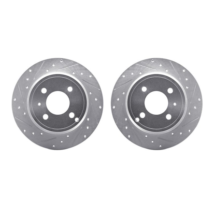 7002-27035 Drilled/Slotted Brake Rotors [Silver], 1993-1995 Volvo, Position: Rear