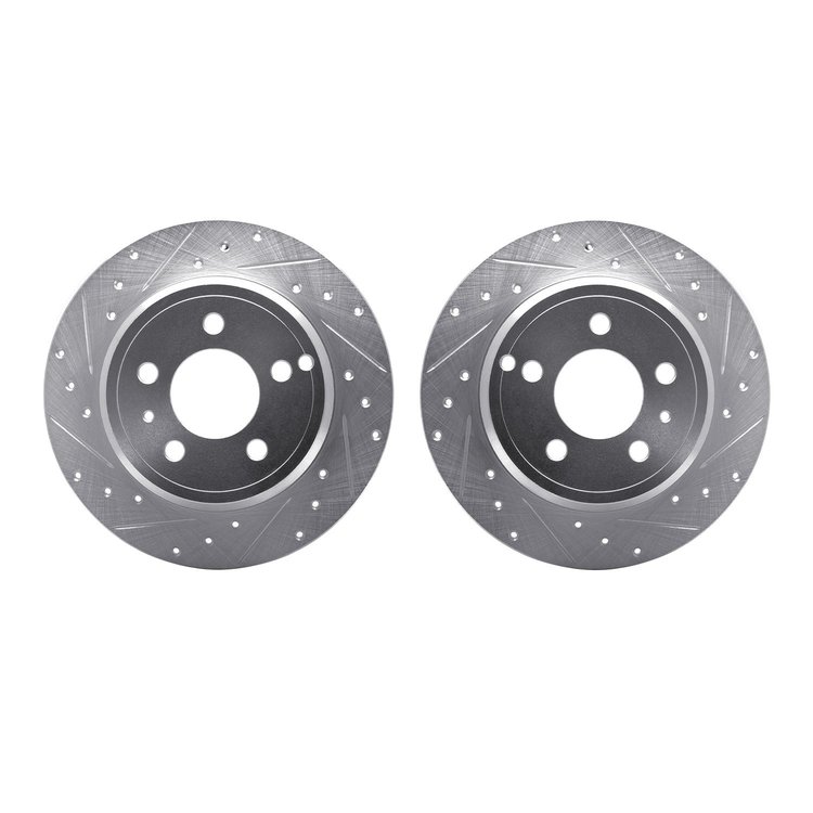 7002-27036 Drilled/Slotted Brake Rotors [Silver], 1996-2004 Volvo, Position: Rear