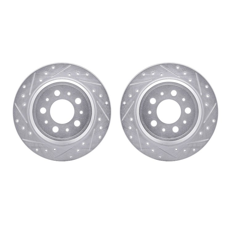 7002-27039 Drilled/Slotted Brake Rotors [Silver], 1999-2009 Volvo, Position: Rear