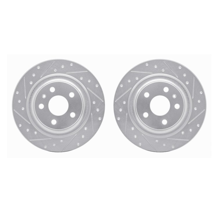 7002-27044 Drilled/Slotted Brake Rotors [Silver], Fits Select Volvo, Position: Rear