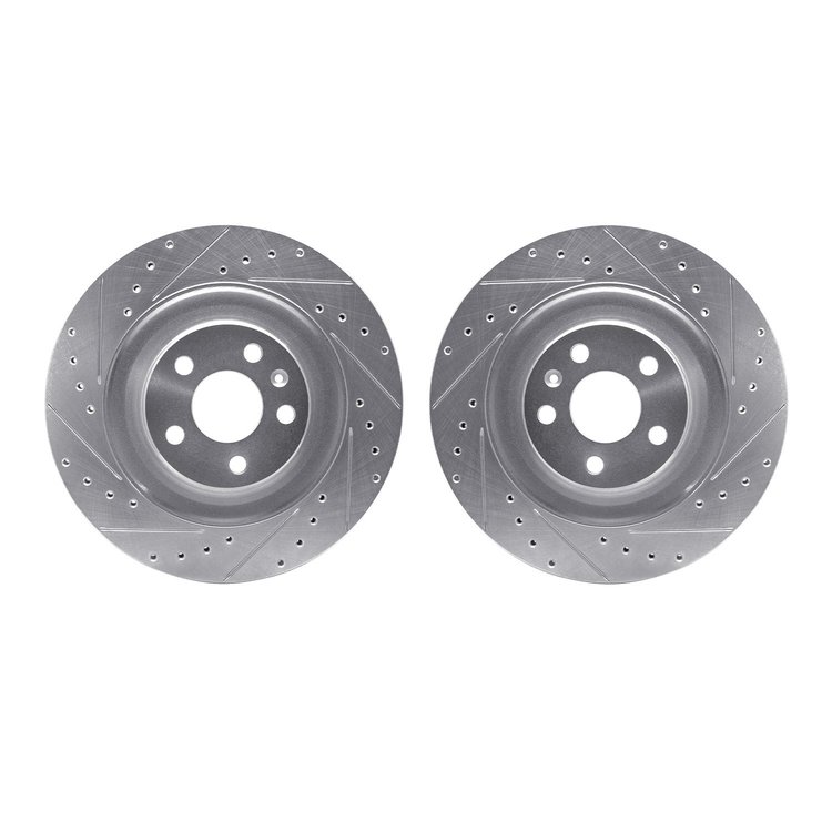 7002-27054 Drilled/Slotted Brake Rotors [Silver], Fits Select Multiple Makes/Models, Position: Rear