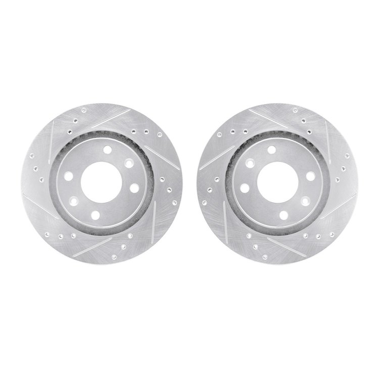 7002-28001 Drilled/Slotted Brake Rotors [Silver], 1989-1991 Peugeot, Position: Front