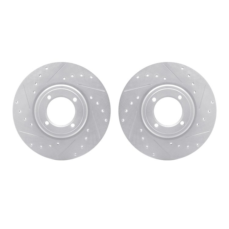 7002-28002 Drilled/Slotted Brake Rotors [Silver], 1969-1989 Peugeot, Position: Front