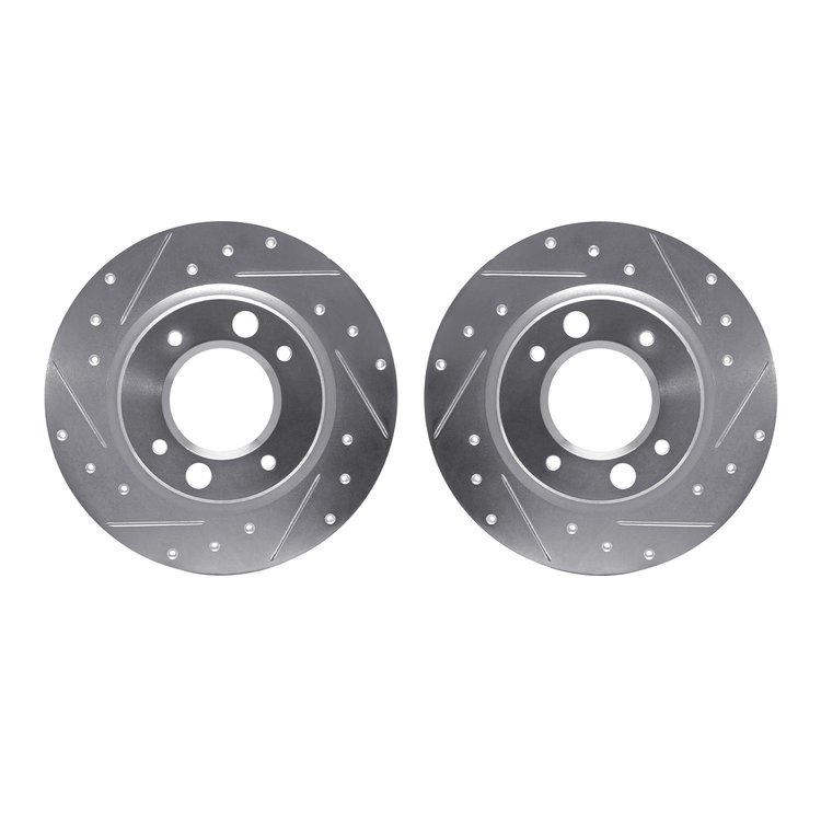 7002-28005 Drilled/Slotted Brake Rotors [Silver], 1971-1989 Peugeot, Position: Rear