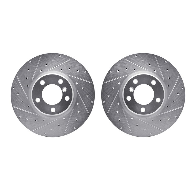7002-31000 Drilled/Slotted Brake Rotors [Silver], 2012-2021 BMW, Position: Front