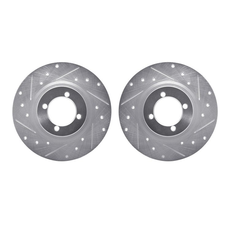 7002-31003 Drilled/Slotted Brake Rotors [Silver], 1967-1976 BMW, Position: Front