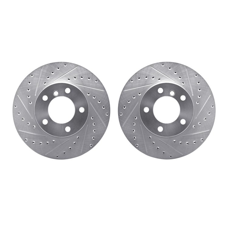 7002-31006 Drilled/Slotted Brake Rotors [Silver], 2007-2021 BMW, Position: Front