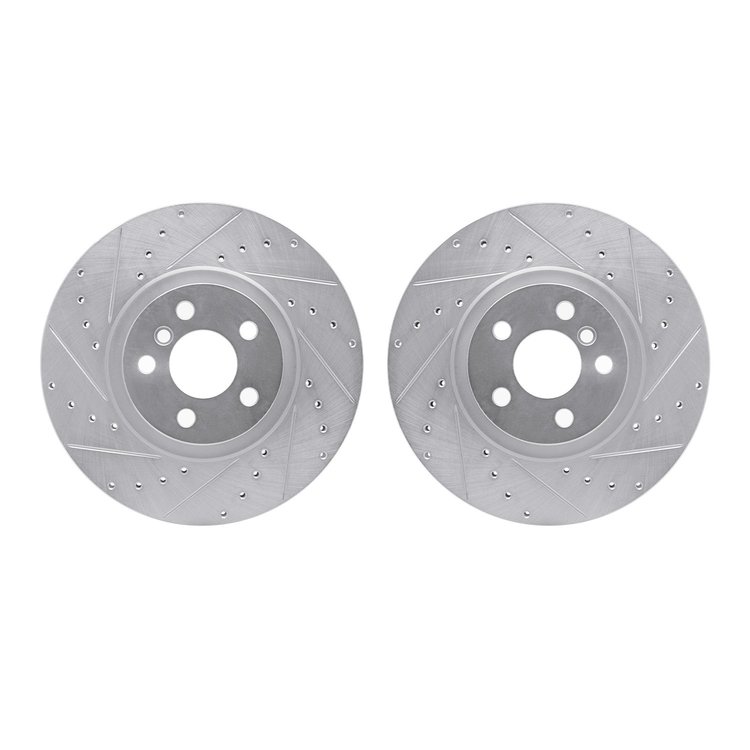 7002-31007 Drilled/Slotted Brake Rotors [Silver], Fits Select Multiple Makes/Models, Position: Front