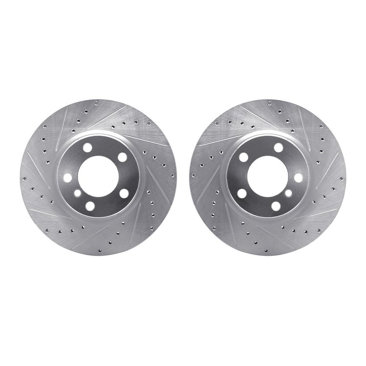 7002-31008 Drilled/Slotted Brake Rotors [Silver], 2012-2018 BMW, Position: Front