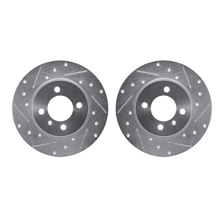 7002-31010 Drilled/Slotted Brake Rotors [Silver], 1984-1985 BMW, Position: Front