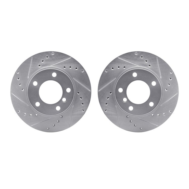 7002-31011 Drilled/Slotted Brake Rotors [Silver], 1991-2006 BMW, Position: Front