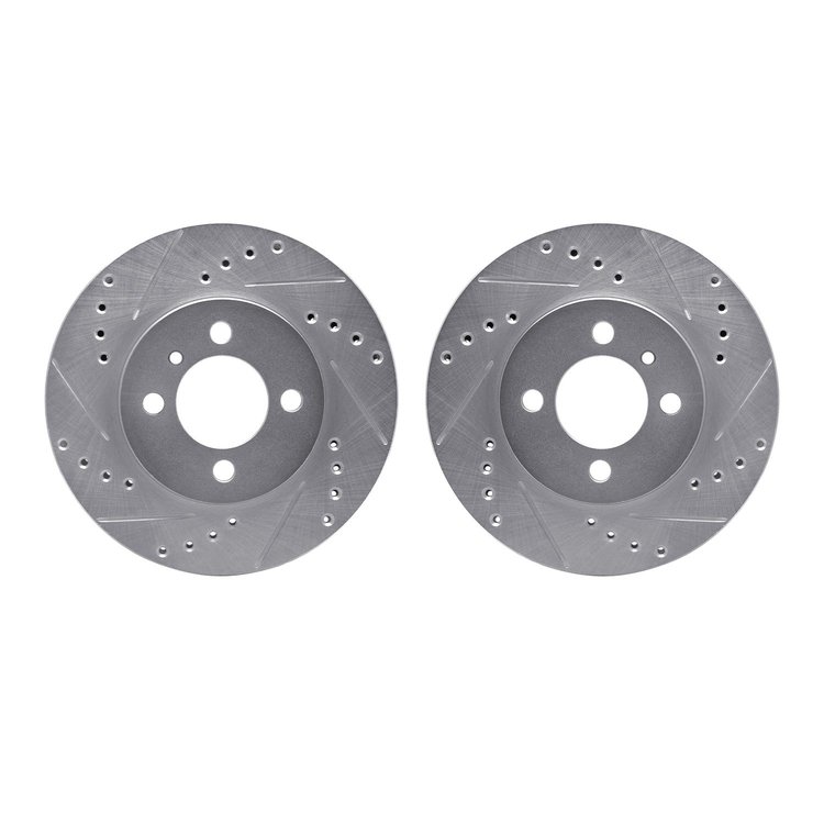 7002-31012 Drilled/Slotted Brake Rotors [Silver], 1984-1991 BMW, Position: Front