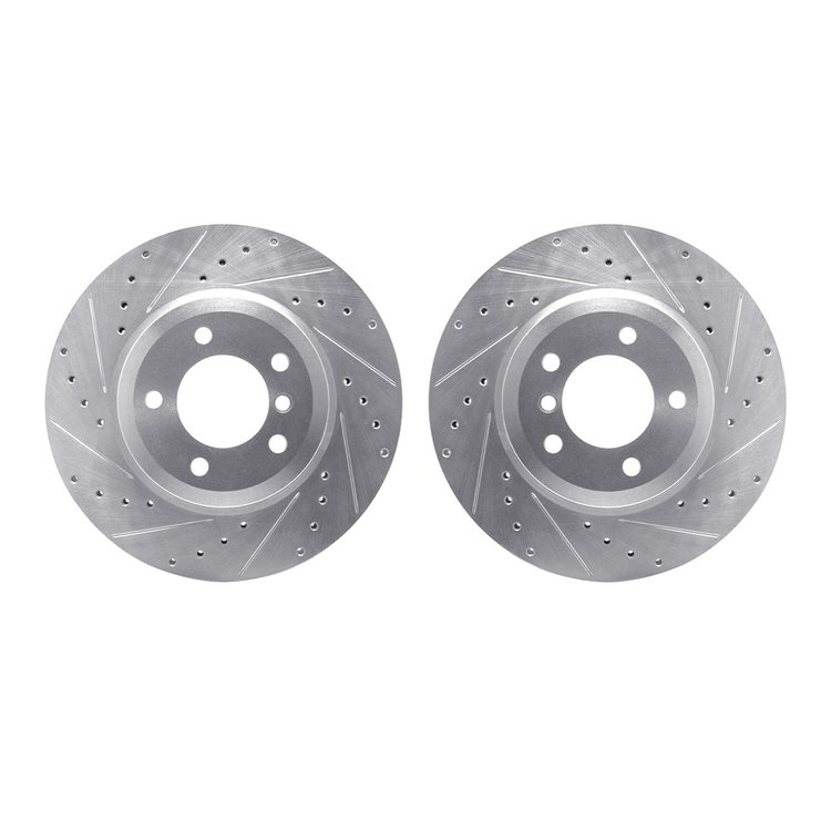 7002-31018 Drilled/Slotted Brake Rotors [Silver], 2001-2008 BMW, Position: Front