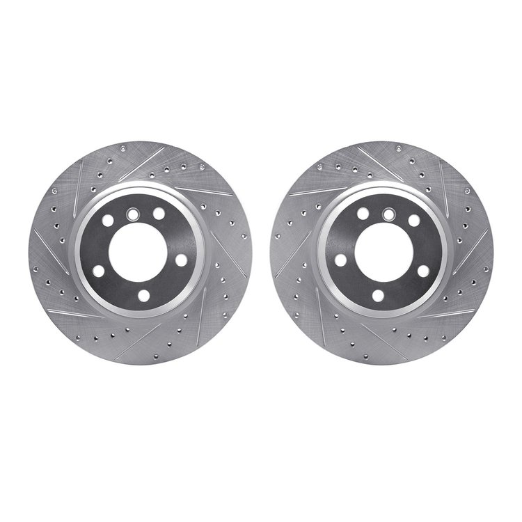 7002-31019 Drilled/Slotted Brake Rotors [Silver], 2006-2012 BMW, Position: Front