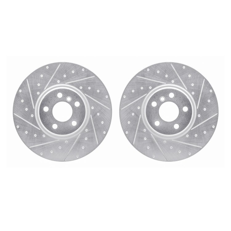 7002-31021 Drilled/Slotted Brake Rotors [Silver], Fits Select Multiple Makes/Models, Position: Front