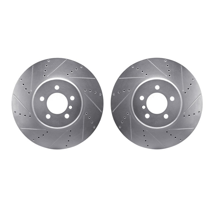 7002-31022 Drilled/Slotted Brake Rotors [Silver], 2013-2020 BMW, Position: Front