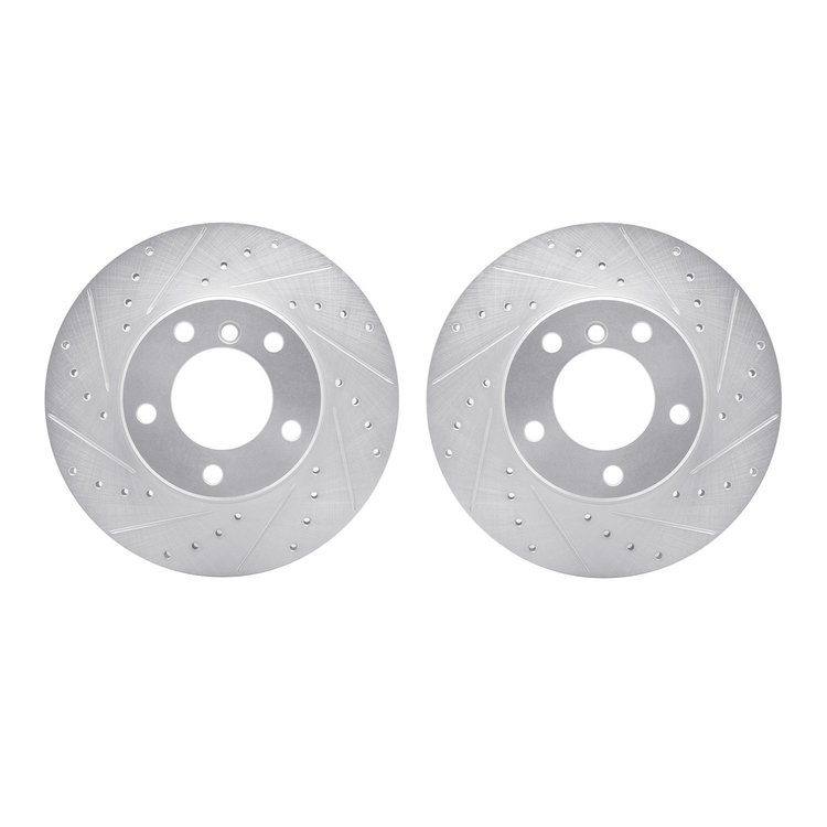 7002-31025 Drilled/Slotted Brake Rotors [Silver], 1996-2003 BMW, Position: Front