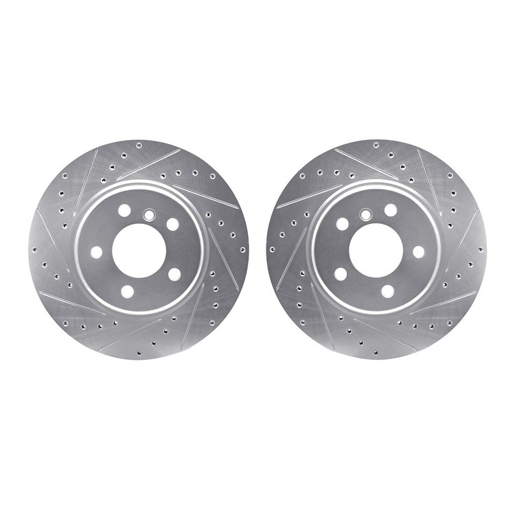 7002-31029 Drilled/Slotted Brake Rotors [Silver], 2011-2016 BMW, Position: Front