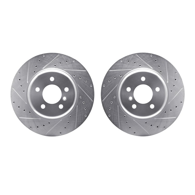 7002-31033 Drilled/Slotted Brake Rotors [Silver], 2011-2019 BMW, Position: Front