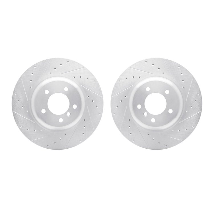 7002-31035 Drilled/Slotted Brake Rotors [Silver], 2004-2010 BMW, Position: Front