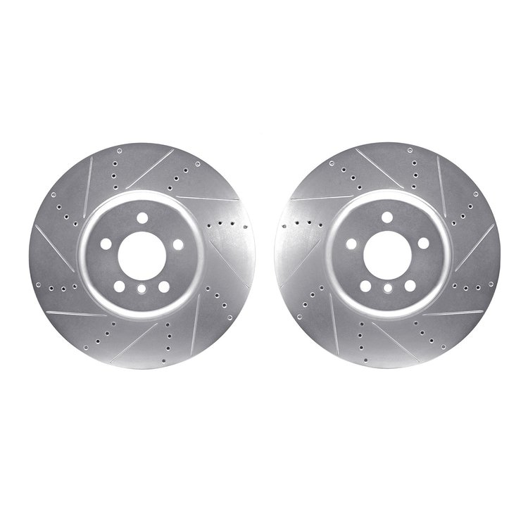 7002-31040 Drilled/Slotted Brake Rotors [Silver], 2009-2017 BMW, Position: Front