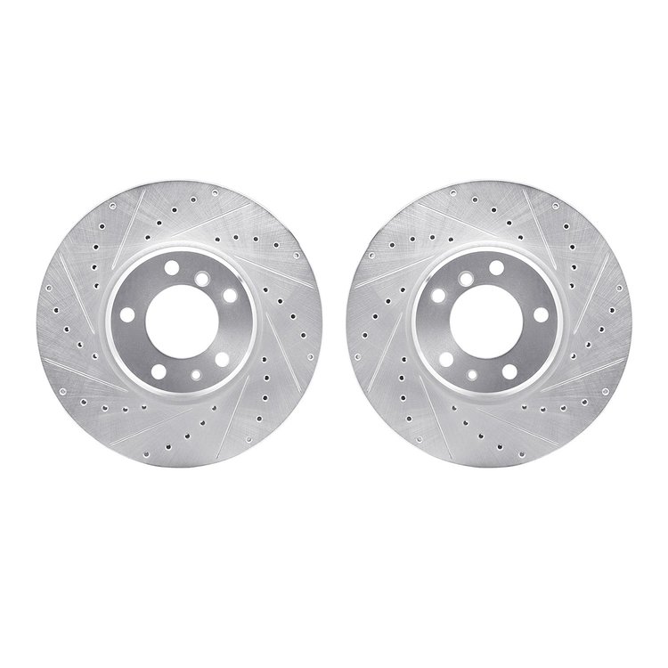 7002-31043 Drilled/Slotted Brake Rotors [Silver], 1995-2001 BMW, Position: Front