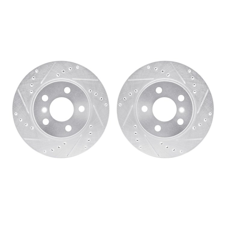7002-31048 Drilled/Slotted Brake Rotors [Silver], 2014-2021 BMW, Position: Front