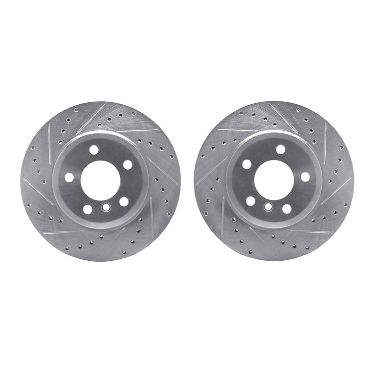 7002-31055 Drilled/Slotted Brake Rotors [Silver], 2004-2010 BMW, Position: Front