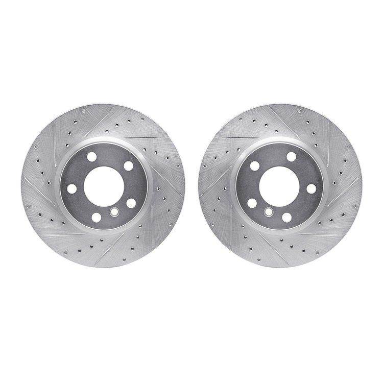 7002-31056 Drilled/Slotted Brake Rotors [Silver], 2011-2018 BMW, Position: Front