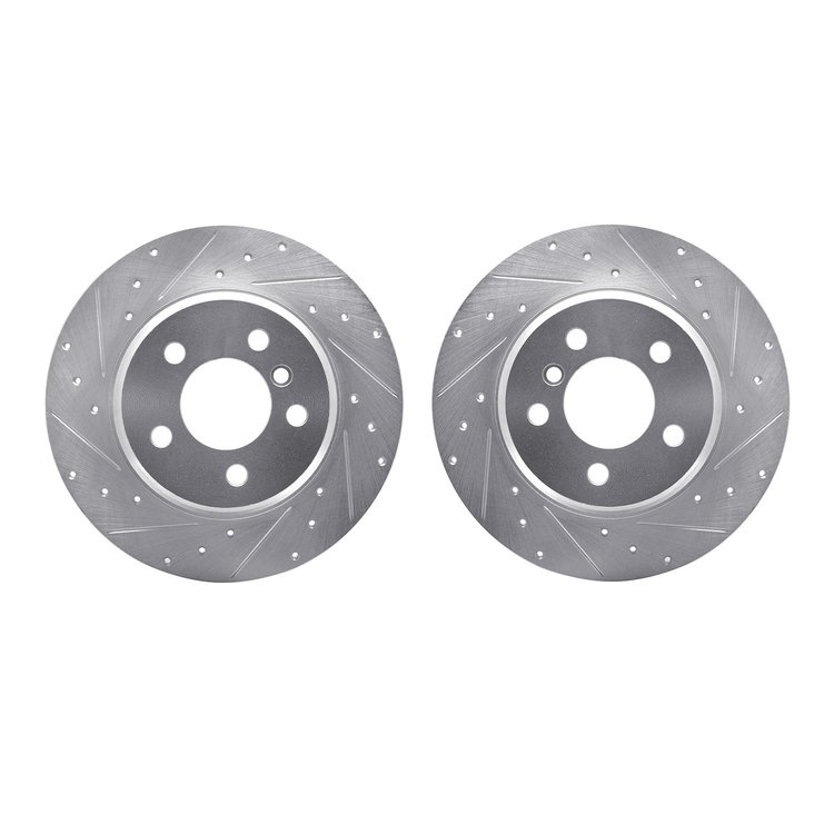 7002-31058 Drilled/Slotted Brake Rotors [Silver], 2000-2006 BMW, Position: Front