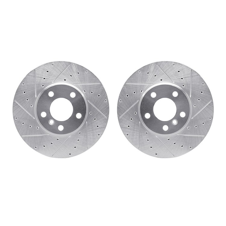 7002-31060 Drilled/Slotted Brake Rotors [Silver], 2007-2019 BMW, Position: Front