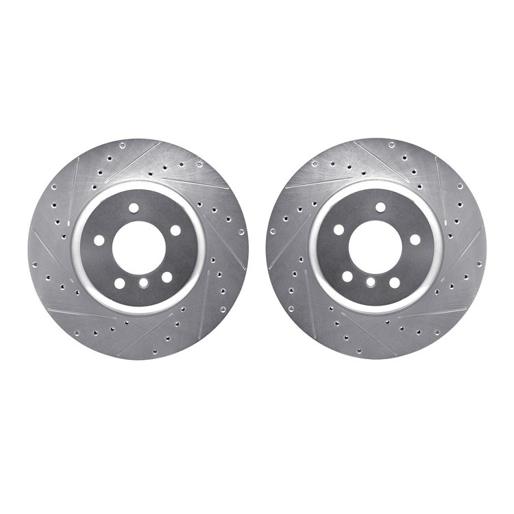 7002-31066 Drilled/Slotted Brake Rotors [Silver], 2011-2016 BMW, Position: Front