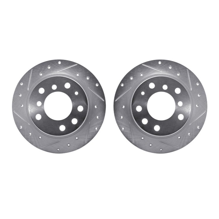 7002-31072 Drilled/Slotted Brake Rotors [Silver], 1969-1981 BMW, Position: Rear