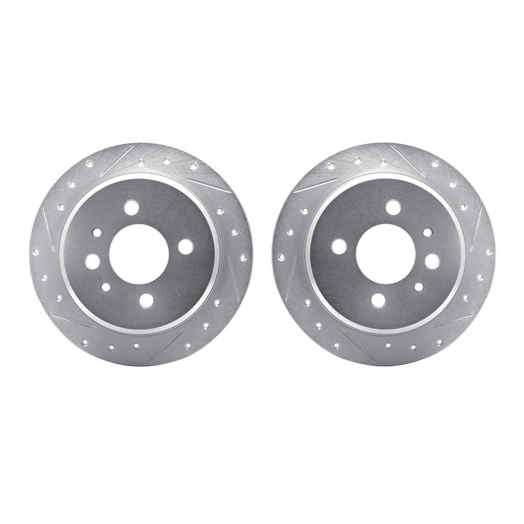 7002-31076 Drilled/Slotted Brake Rotors [Silver], 1984-1991 BMW, Position: Rear