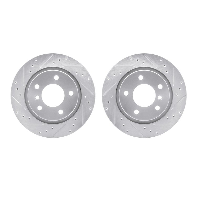 7002-31080 Drilled/Slotted Brake Rotors [Silver], 1999-2006 BMW, Position: Rear