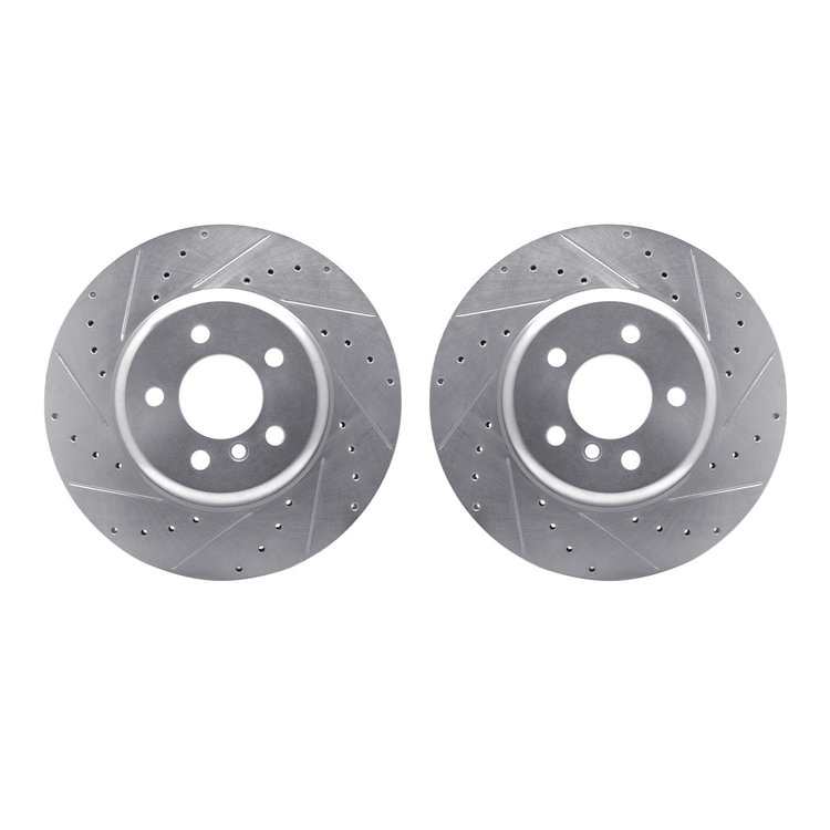 7002-31098 Drilled/Slotted Brake Rotors [Silver], 2010-2019 BMW, Position: Rear